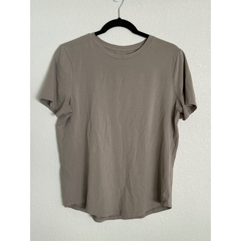 Lululemon Love Crewneck Short Sleeve T-Shirt Taupe Brown Curved Hem Tee 20" Pit